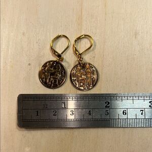 Gold Coin Drop Earrings